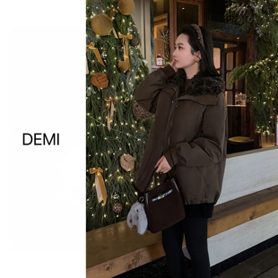 MISS RUILI 定制 2025新时尚百搭宽松显瘦大翻领毛毛外套F1485