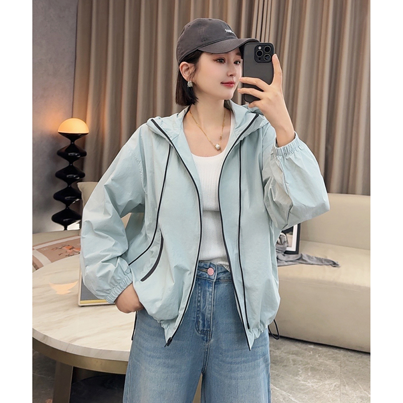 糖果色休闲宽松帽冲锋衣外套