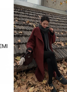 MISS RUILI 定制 2025新款高级感立领系带收腰毛呢大衣女F1524