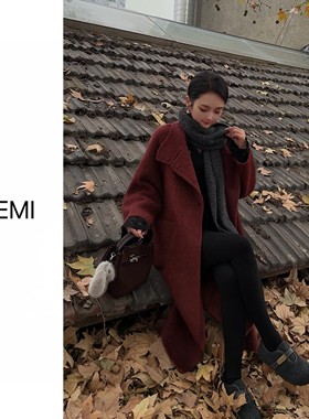 老赵专享  2025新款高级感立领系带收腰毛呢大衣女F1524