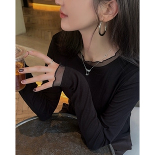 MISS RUILI定制   新款气质精致款蕾丝拼接打底慵懒温柔上衣F2566