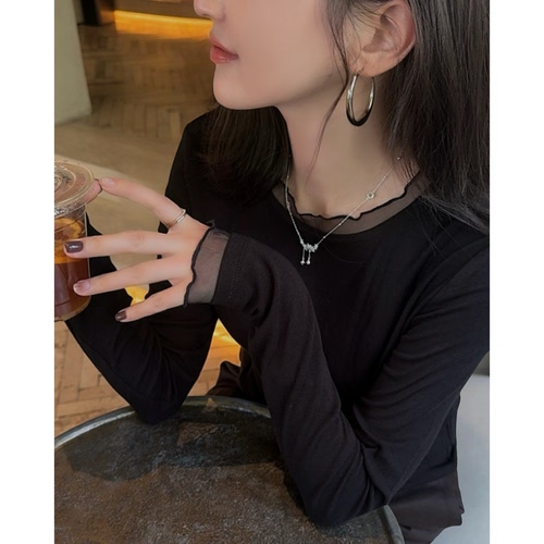 MISS RUILI定制   新款气质精致款蕾丝拼接打底慵懒温柔上衣F2566