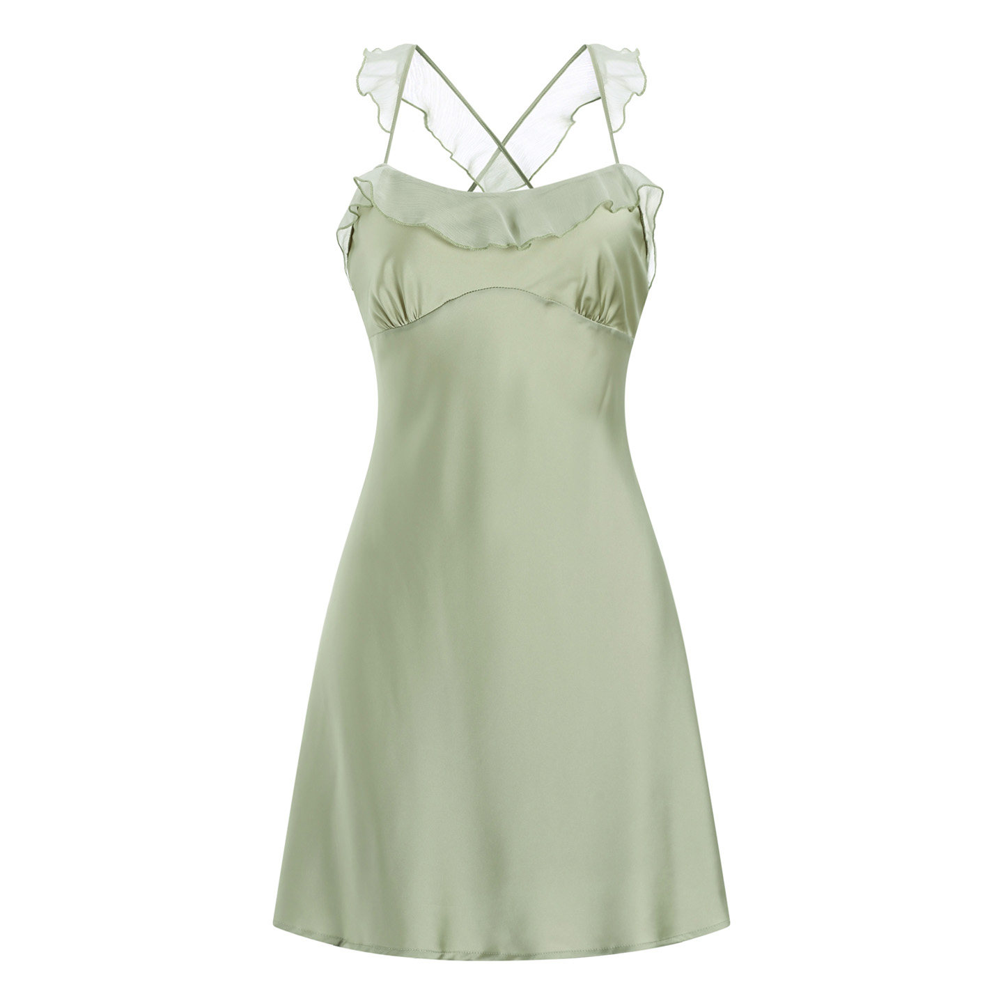 性感睡衣女款春夏季2026新款冰丝薄款带胸垫荷叶边吊带睡裙纯欲风