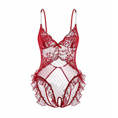 性感睡衣女春秋款 透视蕾丝情调内衣夏季 纯欲风开档免脱连体衣qqny