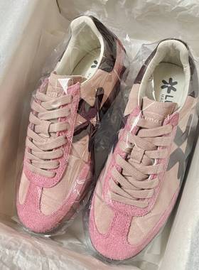 LUMES&YHGM粉色薄底复古德训鞋女2026早春季学生休闲百搭男士板鞋