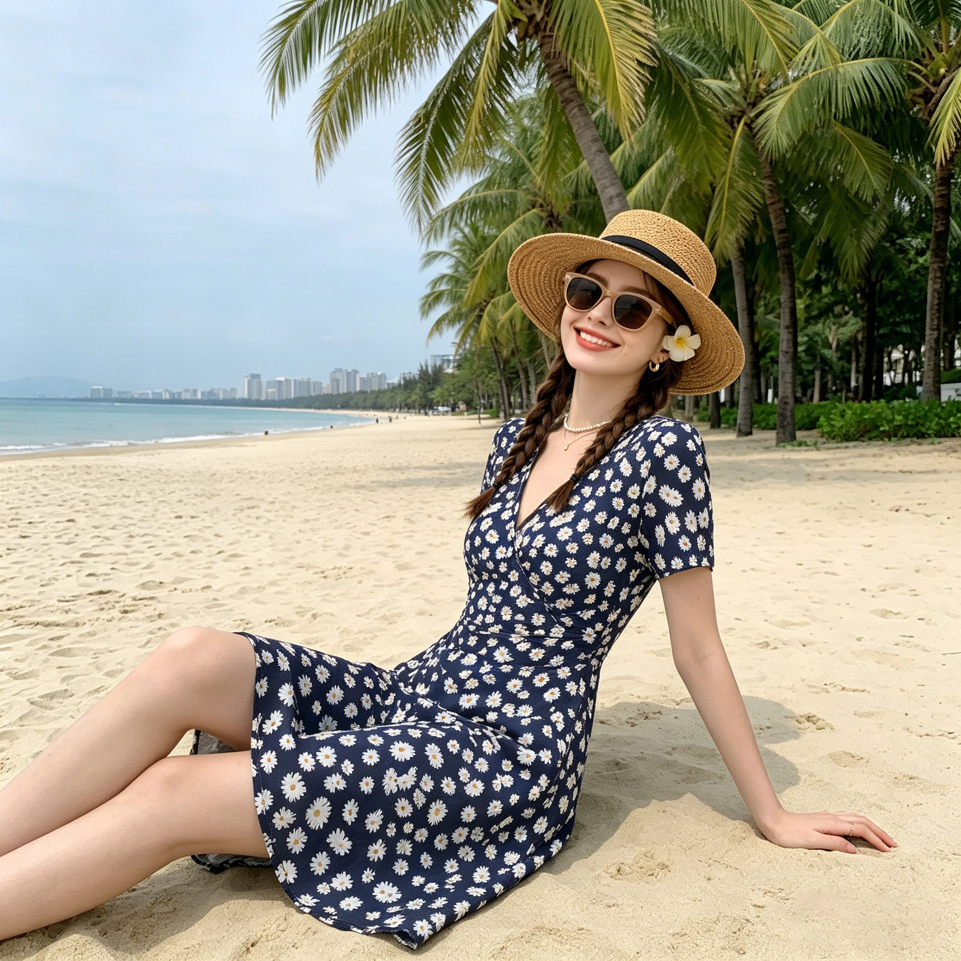 涵戈思2026圣诞节元素女装热卖格子雏菊印花连衣裙复古针织约会裙