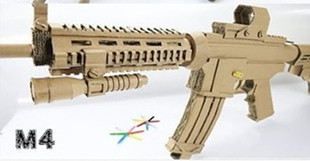 纸板枪瓦楞纸DIY手工机械可发射吃鸡M4突击步枪手步枪图纸+视频