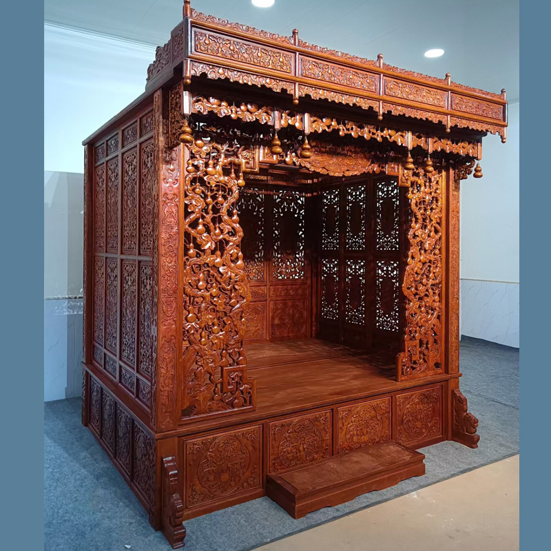 新中式红花梨全实木架子床邵氏紫檀月洞床仿古代千工拔步床宫廷床