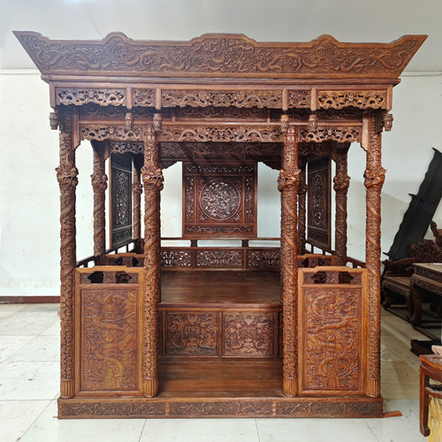 源木记忆拔步床红花梨原木无辅料