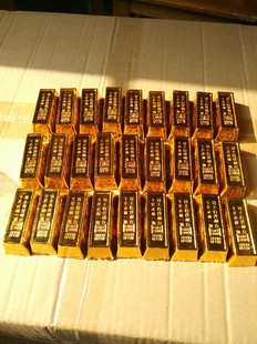 塑料金条 饰品 尺寸6X2.2X1.9厘米 装 摄影道具 宝 金元 金砖 摆件