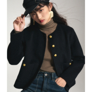秋冬新法式轻熟风端庄大气棉羊毛百搭小香短款双面上衣外套女