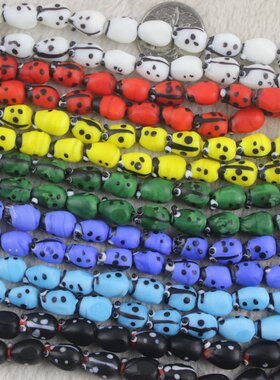 9x13mm手工琉璃珠七星瓢虫大孔珠 DIY手工饰品珠子配饰 30粒 特惠