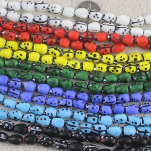 9x13mm手工琉璃珠七星瓢虫大孔珠 DIY手工饰品珠子配饰 30粒 特惠