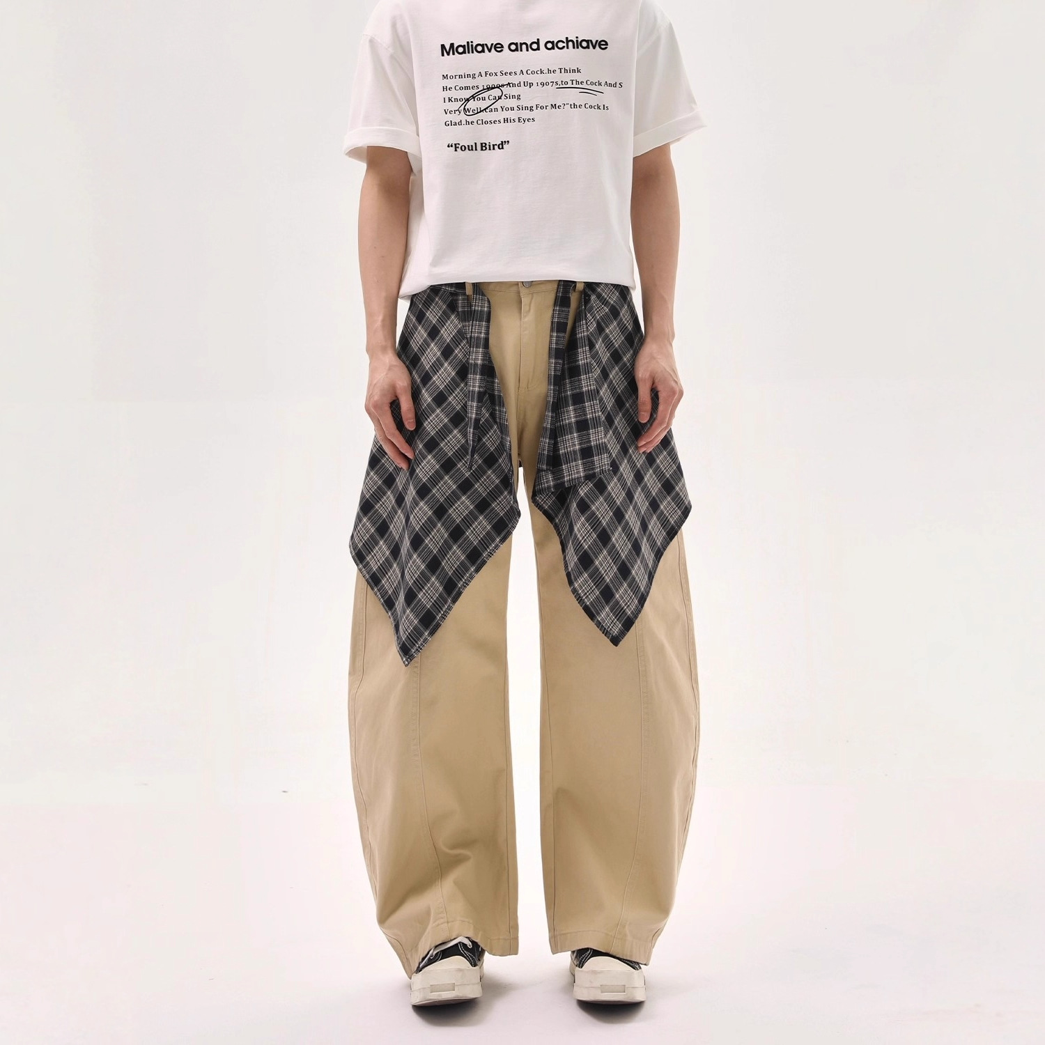 TURNTIDE美式复古衬衫叠穿设计弯刀牛仔裤宽松直筒休闲裤百搭男裤