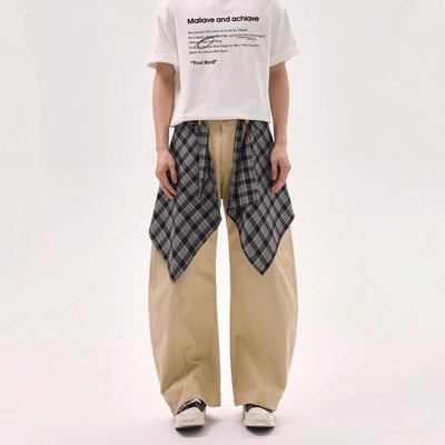 TURNTIDE美式复古衬衫叠穿设计弯刀牛仔裤宽松直筒休闲裤百搭男裤