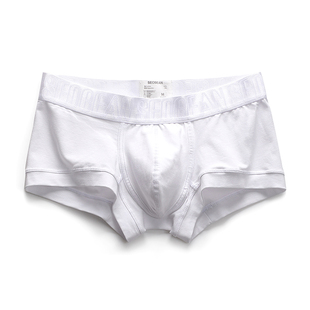 纯白色简约舒适透气U囊袋运动四角短裤 男平角纯棉薄款 头 内裤 男士