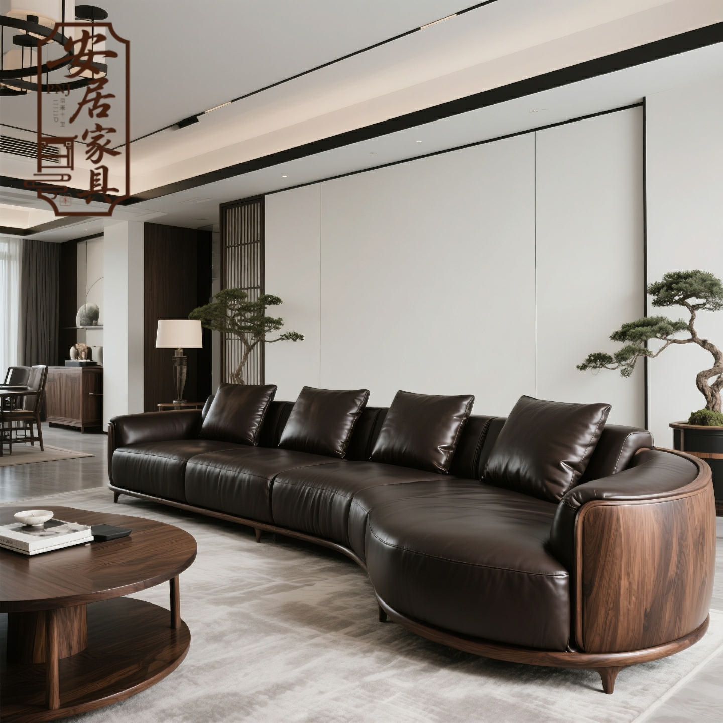 新中式北美黑胡桃木沙发设计感