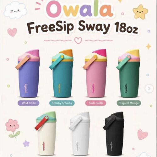 Owala儿童手提杯简约便携学生户外304不锈钢水杯18oz双饮保温杯