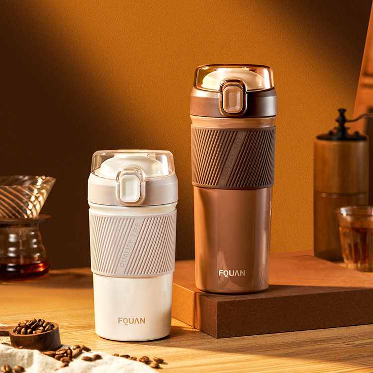 富全咖啡车载保温杯316不锈钢真空提手650ml大容量水杯弹盖杯女士