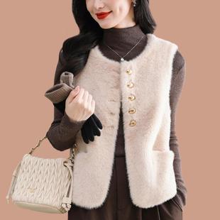 皮毛一体2025新款爆款毛毛皮草外套女士貂绒马甲时髦洋气年轻款厚