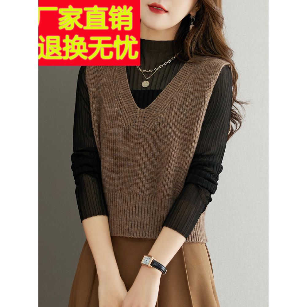 全新外穿小羊毛背心女子短春秋季内针织羊绒背心马甲