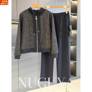 两件套女开衫 帽衫 春装 新款 卫衣 时尚 气质百搭中老年套装 休闲妈妈装