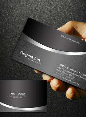 名片印刷制作定制拉丝类金属高档端简约设计覆膜银灰色高端PVC