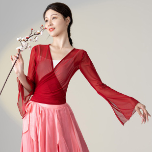 古典舞练功服女飘逸身韵纱衣仙气现代舞服装 基训上衣中国舞舞蹈服