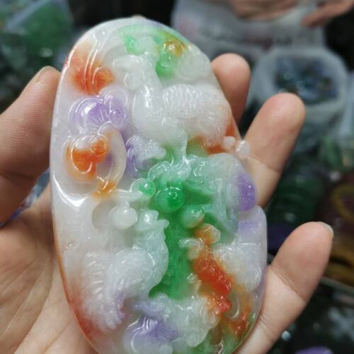 玉石绀青铁龙生三色连升三级石英岩玉吊坠坠挂件紫罗兰