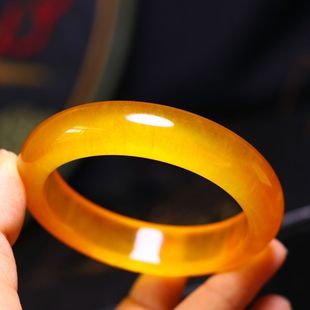 冰种黄色玉石精雕手镯黄龙玉手镯黄龙玉手镯精品礼物高档