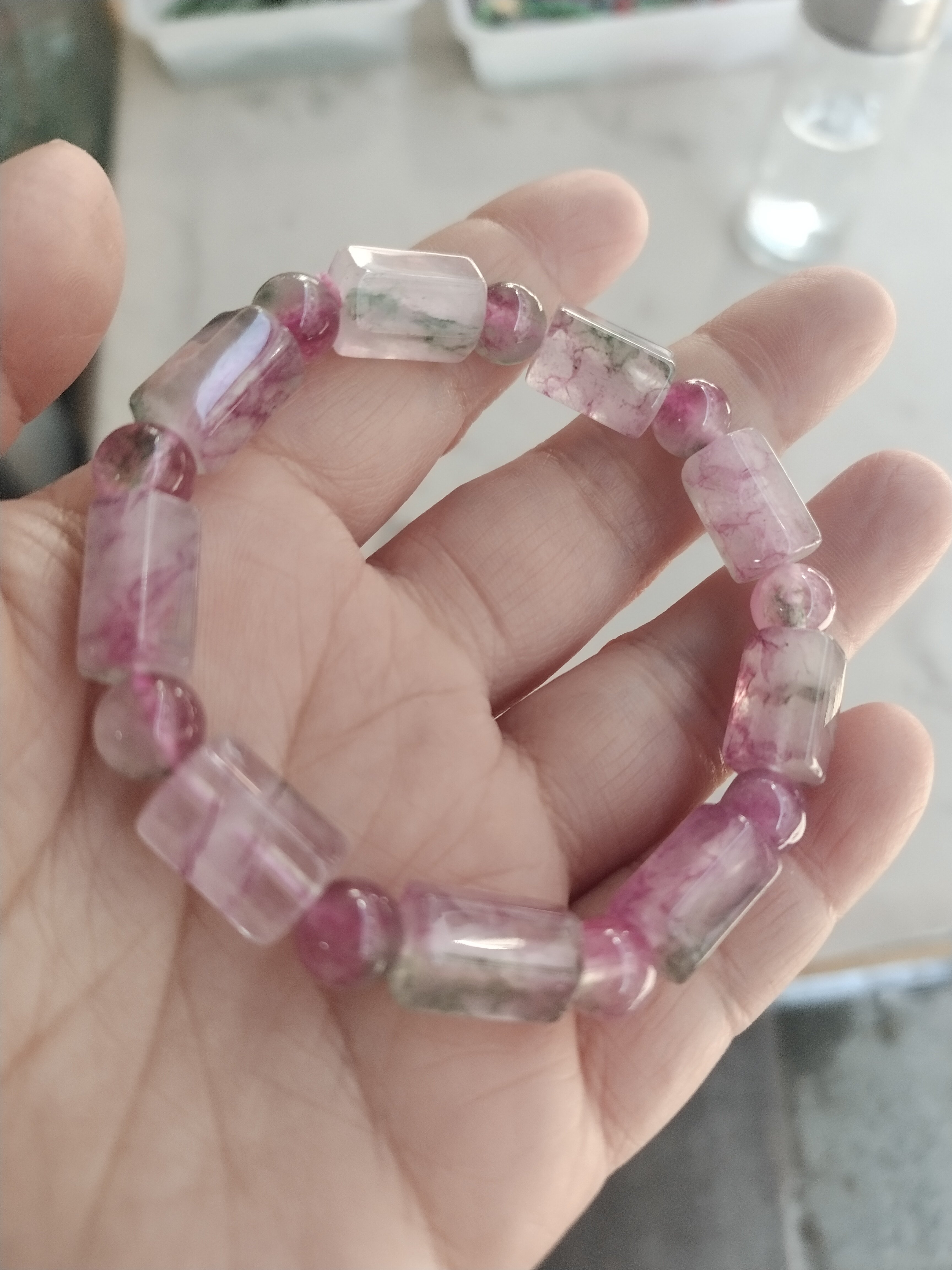 天然西瓜碧玺手排手链女 天然正品西瓜碧玺红绿双色碧玺手串水晶