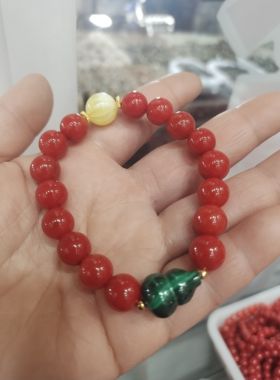 南红玛瑙手链女款单圈手串本命年红色转运珠手饰礼物