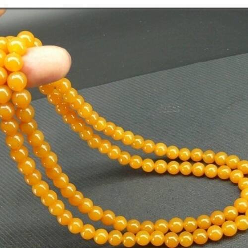 天然冰种黄玉精雕108颗手链项链佛珠纯天然真玉高档手链饰品