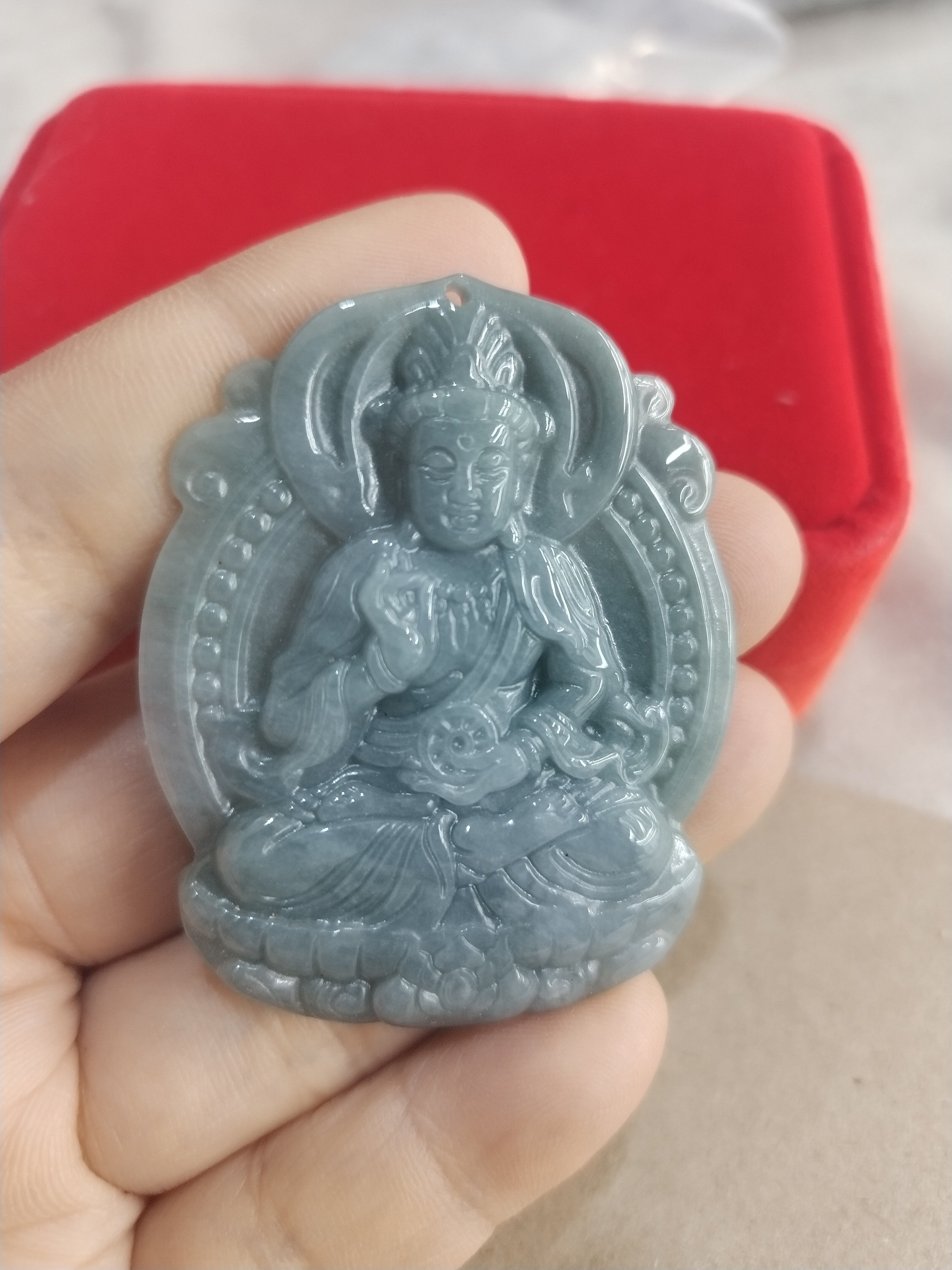 天然翡翠玉石观音菩萨挂件佛像牌子蓝水A货观音吊坠男女平安玉佩