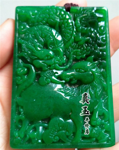 缅甸绀青铁龙生色玉石龙马精神旺事业小吊坠 龙马生肖挂件