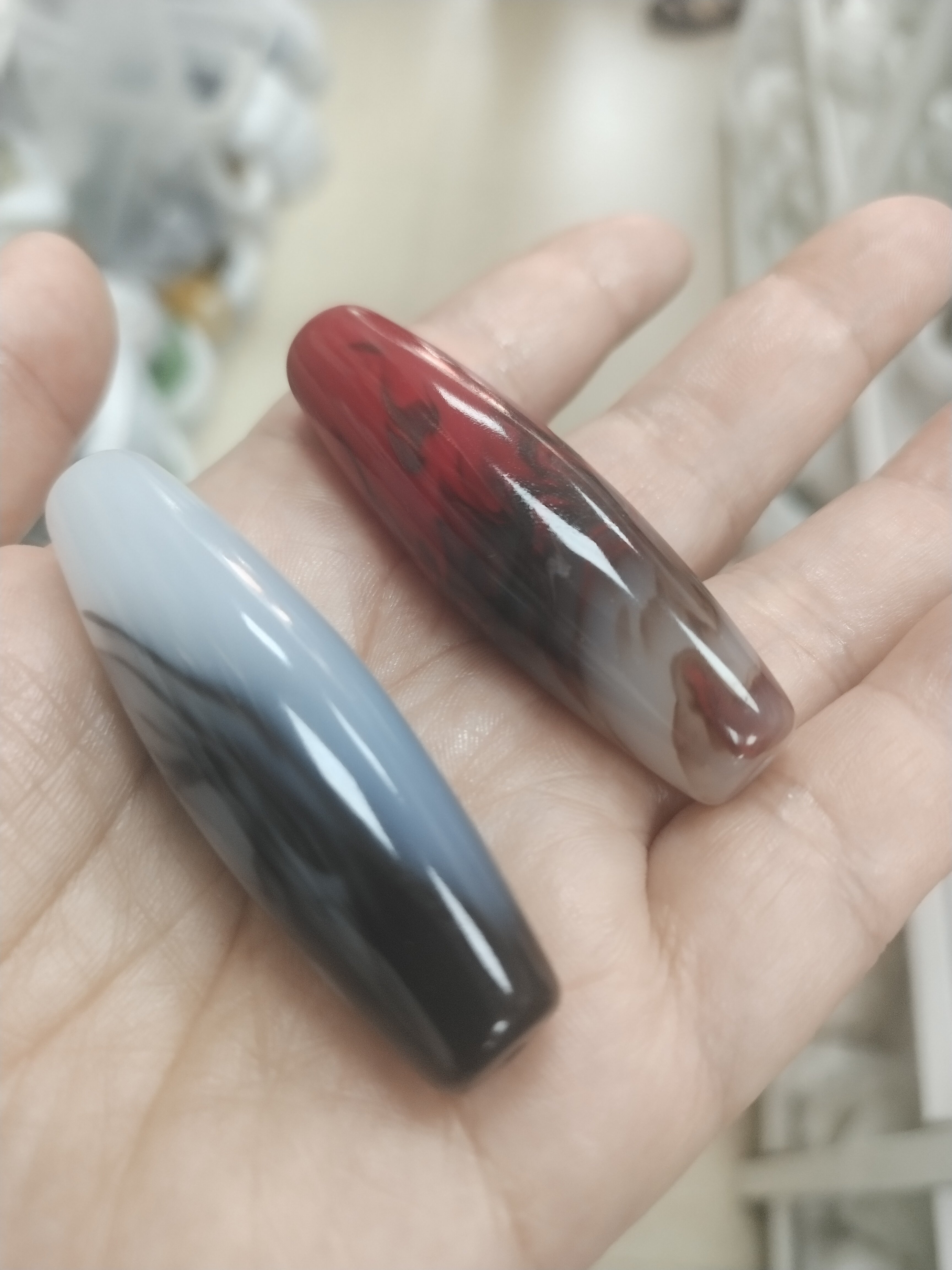 玉石鸡血玉青花天珠吊坠路路通转运珠男女项链挂件毛衣链玉坠