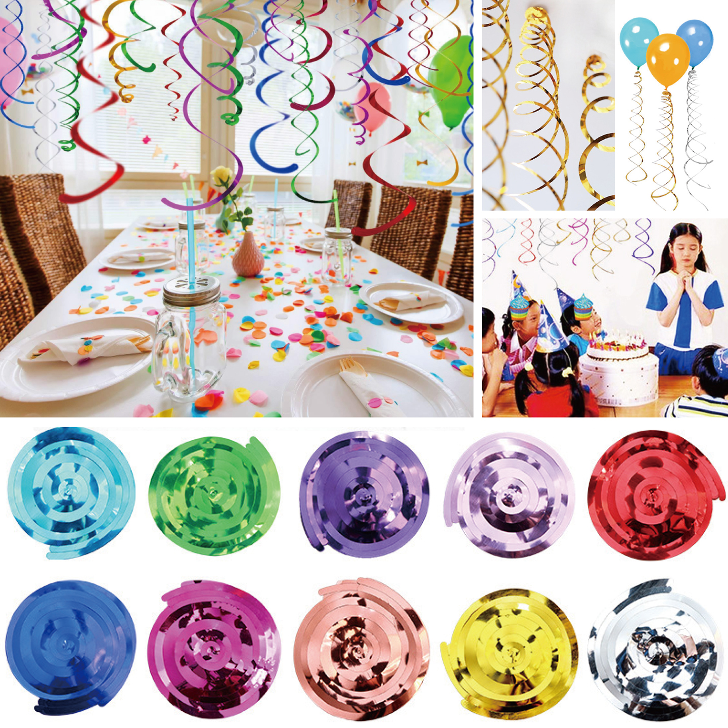 螺旋丝带生日派对吊顶悬挂装饰品