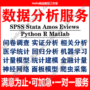 spss数据分析服务stata实证python统计处理amos问卷meta医学R代做