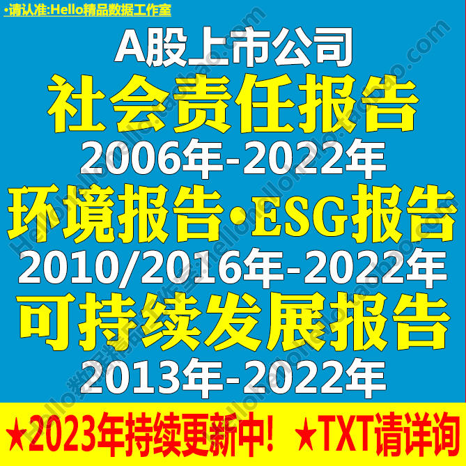 2006-2022年A股上市公司社会责任报告CSR环境ESG可持续发展报告