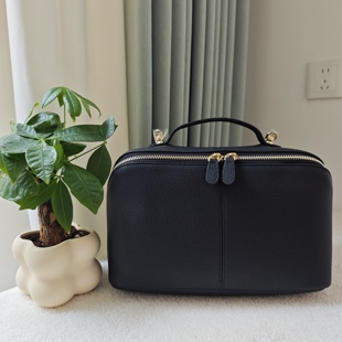 头层牛皮轻奢时尚真皮斜挎钩针项目包收纳包织女专属包毛线收纳包