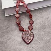 古珠项链 非洲贸易珠 清代摩洛哥双面刻纹老琉璃 文玩配珠diy散珠