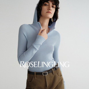 无缝全成型OTW技术120S羊毛连帽针织打底衫 口碑爆款 博主同款