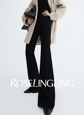 ROSELINGLING热销10W+过冬神裤 高腰显瘦黑色微喇女休闲裤西装裤