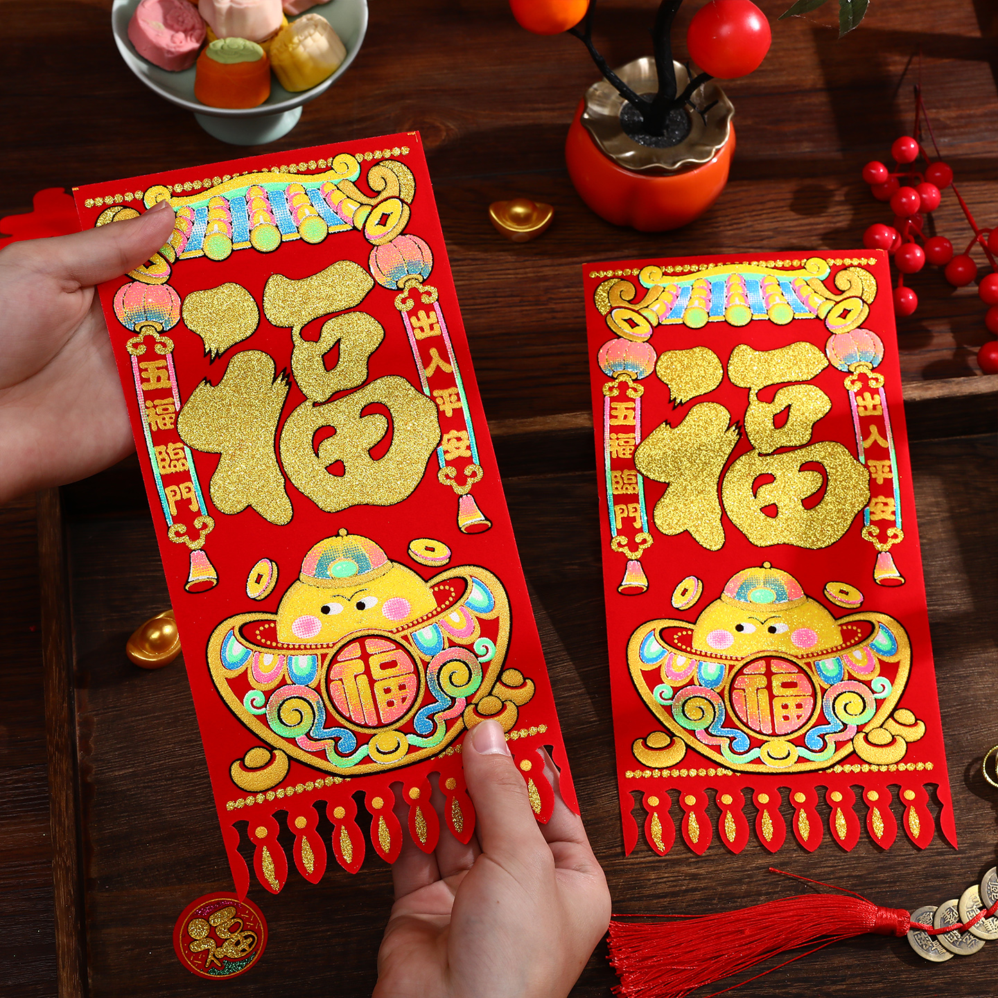 马年绒布吊钱春联福字门楣门钱贴