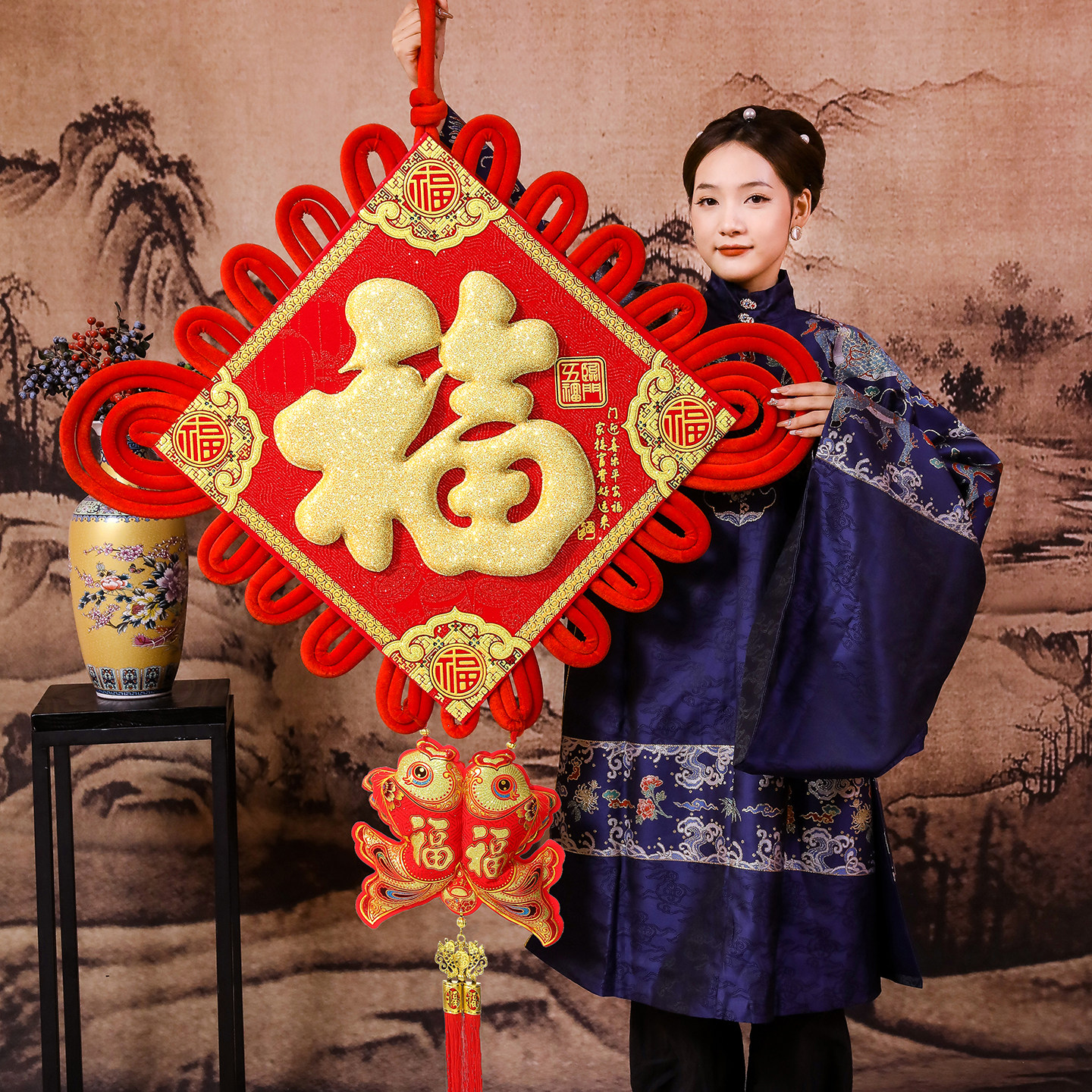 中国结福字挂件客厅大号2026新款玄关门对门高档吉祥结入户门挂饰