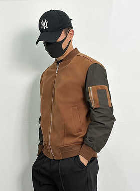 28424-P175复古棒球服男春秋款潮牌宽松飞行员夹克男士工装外套