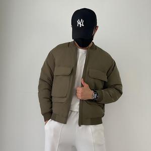 9667-p215精品新款棒球轻薄领羽绒服男士合身加绒加厚工装外套图片