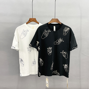 8043-p60夏季精品男士圆领短袖T恤宽松大码休闲印花上衣潮牌半袖图片
