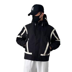 A3302-P180新款冬季连帽羽绒服男士拼色宽松大码加厚工装夹克图片