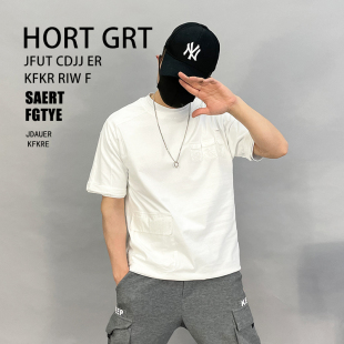 美式 t恤男短袖 潮牌上衣 大码 A7066p95控135男2021新徐太浪日系工装